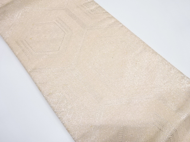 アンティーク　佐賀錦　亀甲に古典柄模様織り出し全通袋帯（材料）